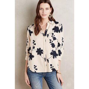 Isabella Sinclair Anthropologie Embroidered Shadowbloom Buttondown Shirt XS